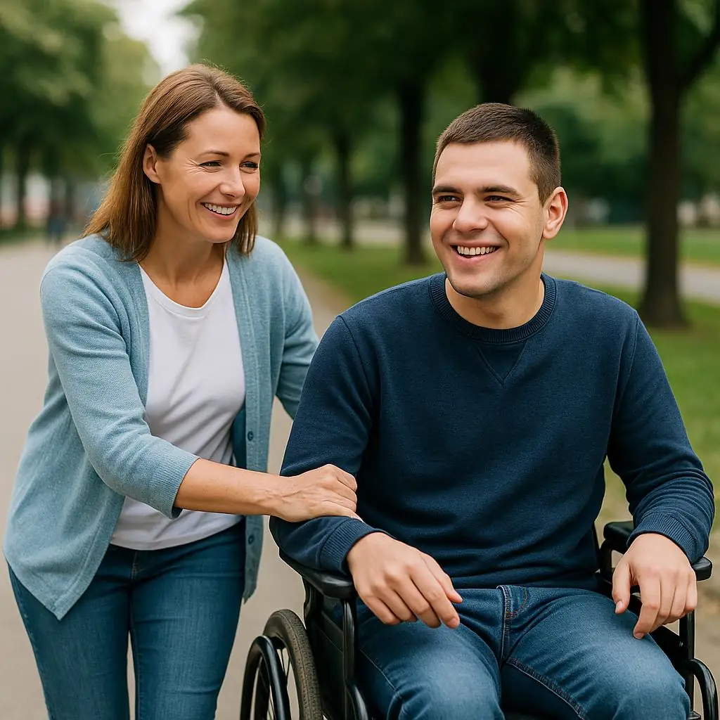 Support worker assisting participant