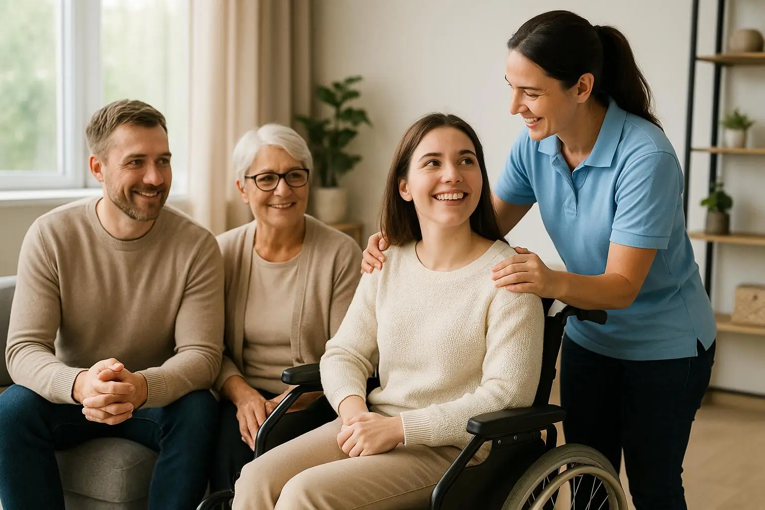 Support worker assisting participant at home