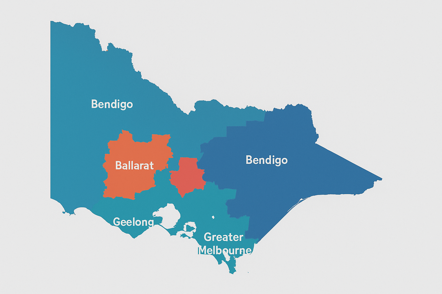 Map of Victoria showing Able Aide support regions